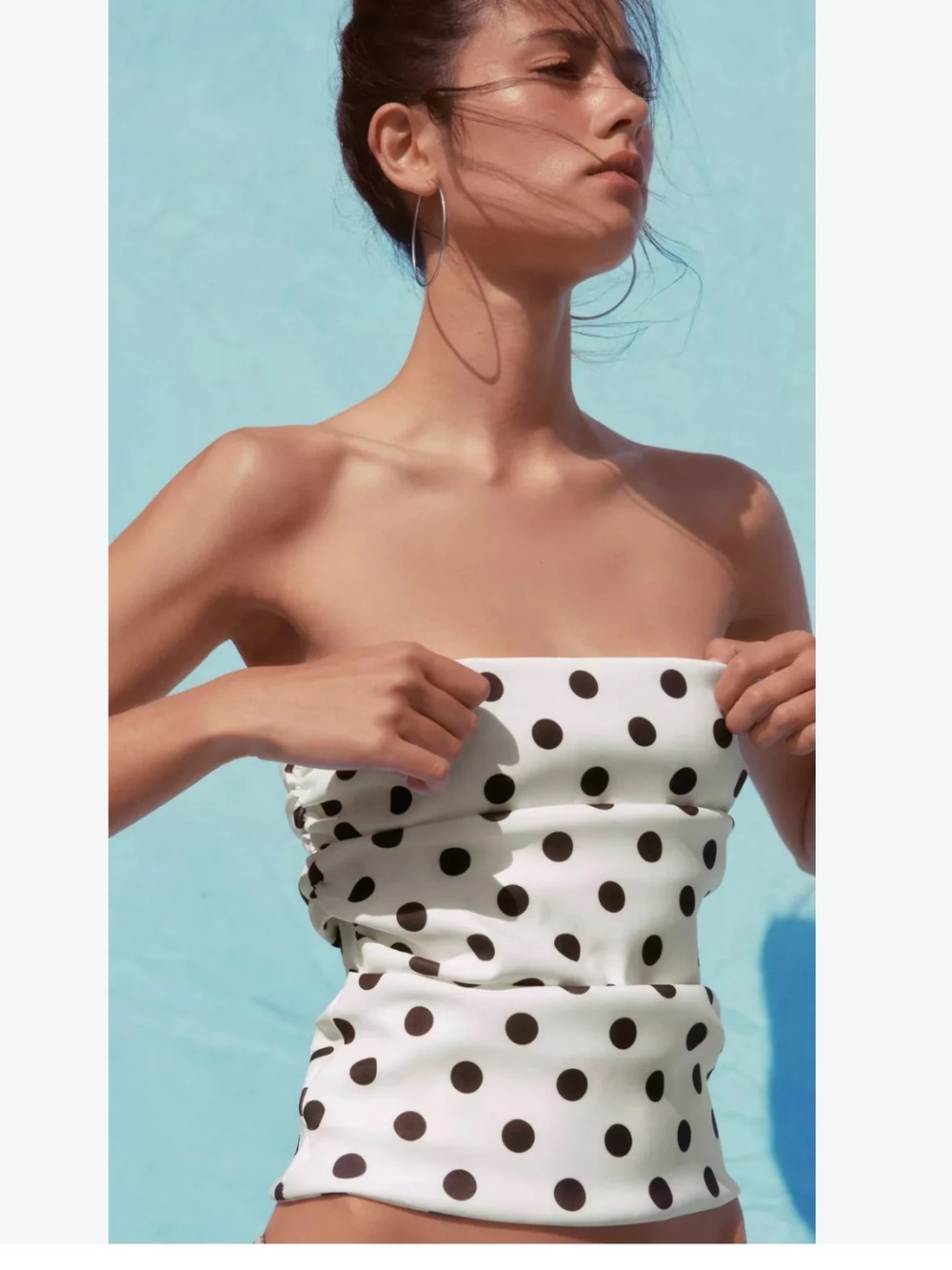 Polka Dot Strapless Top